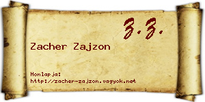 Zacher Zajzon névjegykártya